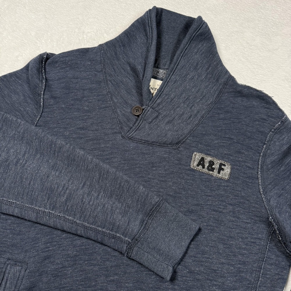 Abercrombie & Fitch Sweatshirt Mens Medium Blue Shawl Collar Pullover Pockets
